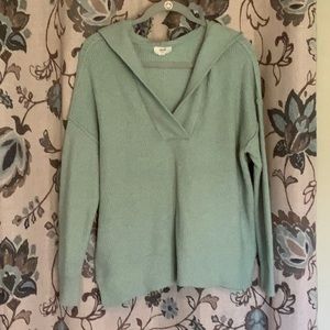 Aerie Waffle Sweater Hoodie, aqua/sea foam, XS